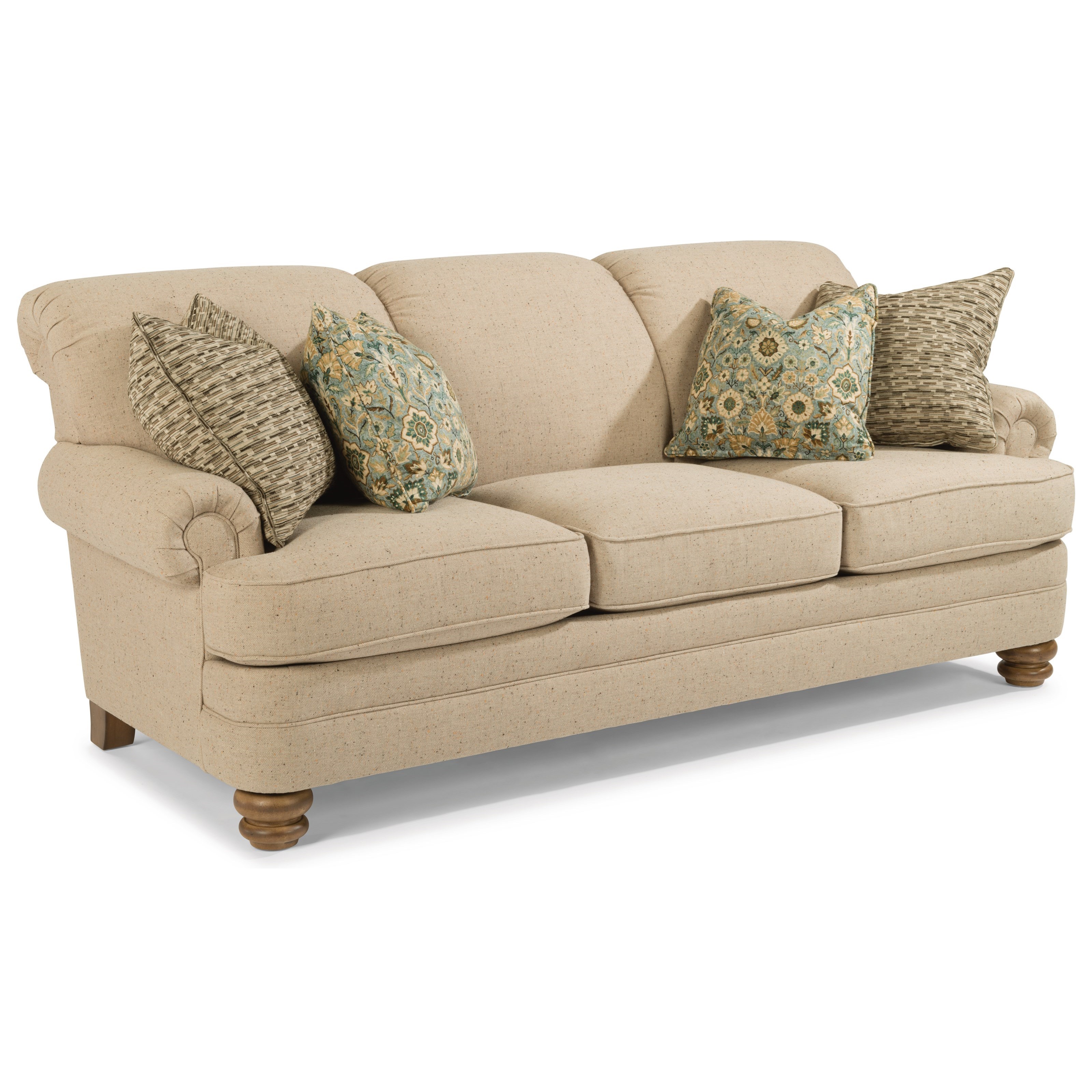 Flexsteel Bay Bridge Traditional Rolled Back Sofa Godby